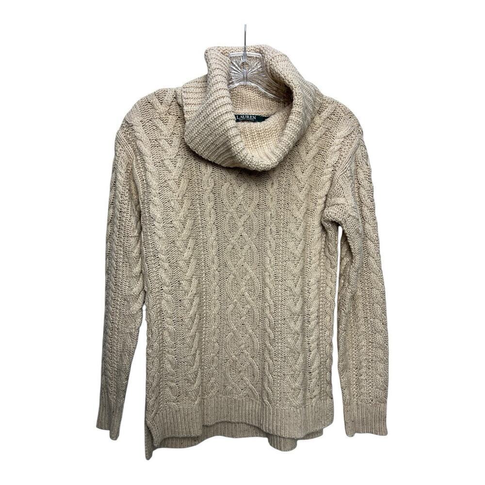 Lauren Ralph Lauren Womens XS Cable Knit Fisherman Turtleneck Sweater